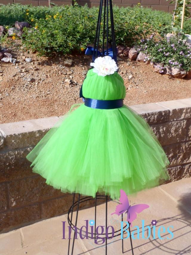 Navy blue and lime green dress Clearance