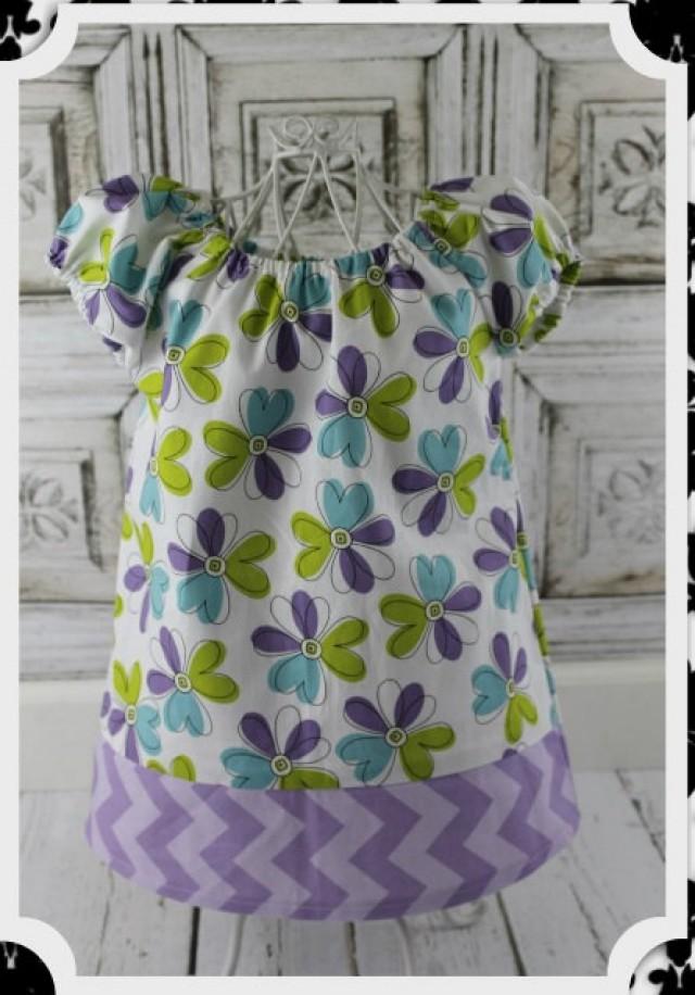 Lavender Chevron Floral Peasant Dress Baby Girl Peasant Dress Flower Girl Dress Summer Dress