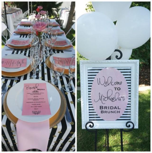 Black White Stripes With Pink Florals Bridal Wedding Shower