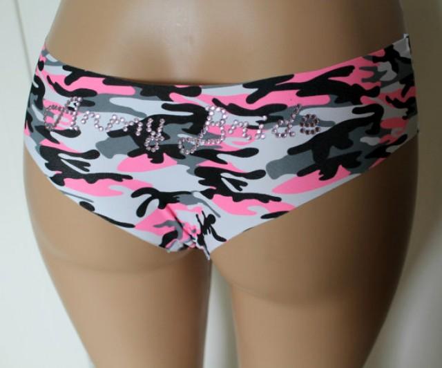 Army Bride Seamless Camo Print Custom Bridal Panties Bridal Shower Lingerie Bachelorette