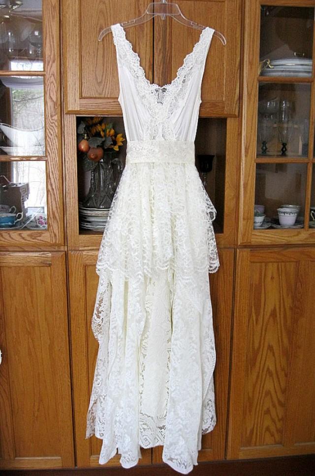Cream / Ivory Tattered Alternative Bride Bohemian Boho Hippie Gypsy