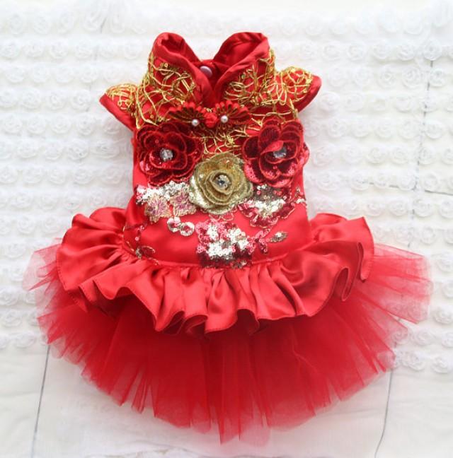 Custom Size Red Cheongsam Pet Tangzhuang Pet Clothes Cat And Dog Cheongsam Pet With The Chinese New Year 2251032 Weddbook
