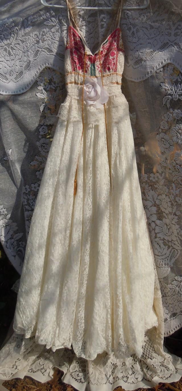 cream boho wedding dress