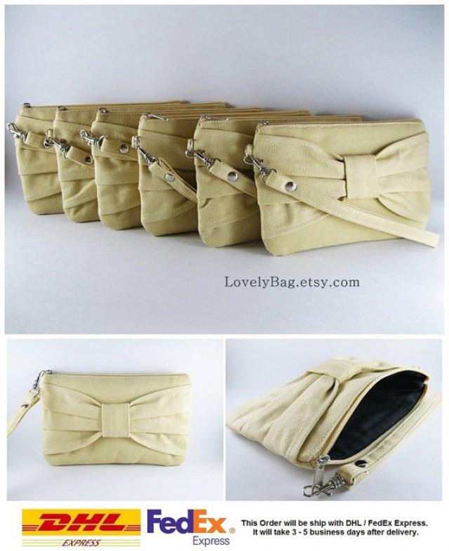 SUPER SALE Set Of 6 Cream Bow Clutches Bridal Clutch, Bridesmaid