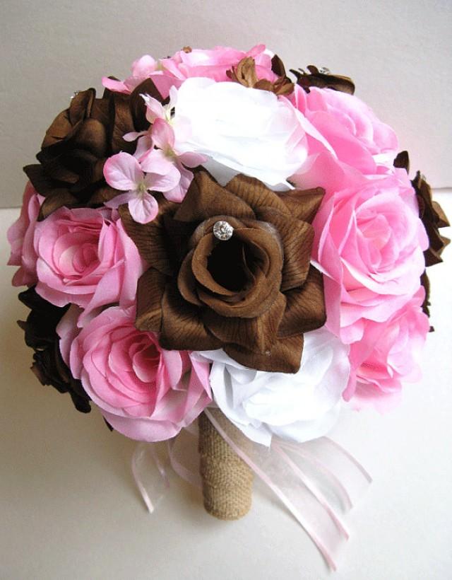 Free Shipping Wedding Bouquet Bridal Silk Flower Decoration 17 Free Shipping Wedding Bouquet Bridal Silk Flower Decoration 17 Pieces Package Pink Brown Burlap Country Centerpieces Rosesanddreams 2251274 Weddbook