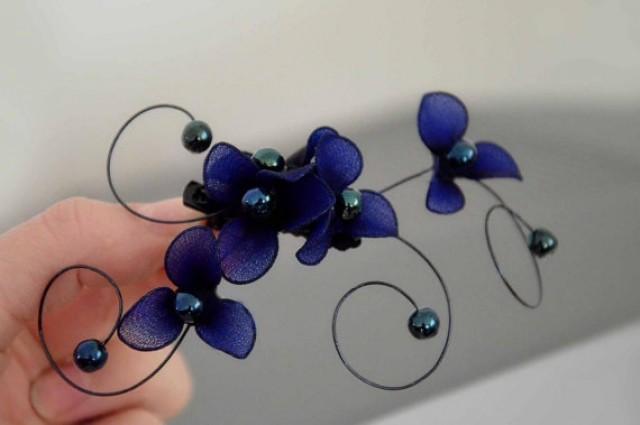 navy wedding hair accessories