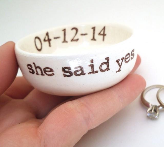 Personalized Ring Dish Engagement Gift Wedding Gift Idea Bridal Shower Gift She Said Yes Engagement Ring Holder Or Wedding Ring Pillow 2251873 Weddbook She said, why don't you get a mechanic to look at the car? personalized ring dish engagement gift wedding gift idea bridal shower gift she said yes engagement ring holder or wedding ring pillow 2251873 weddbook