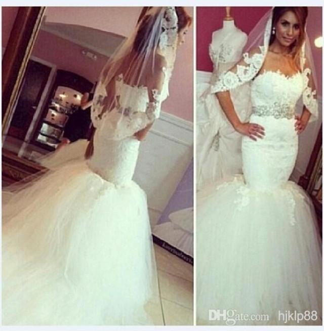 2015 Vestidos De Novia Appliques Bodice Lace Mermaid Wedding