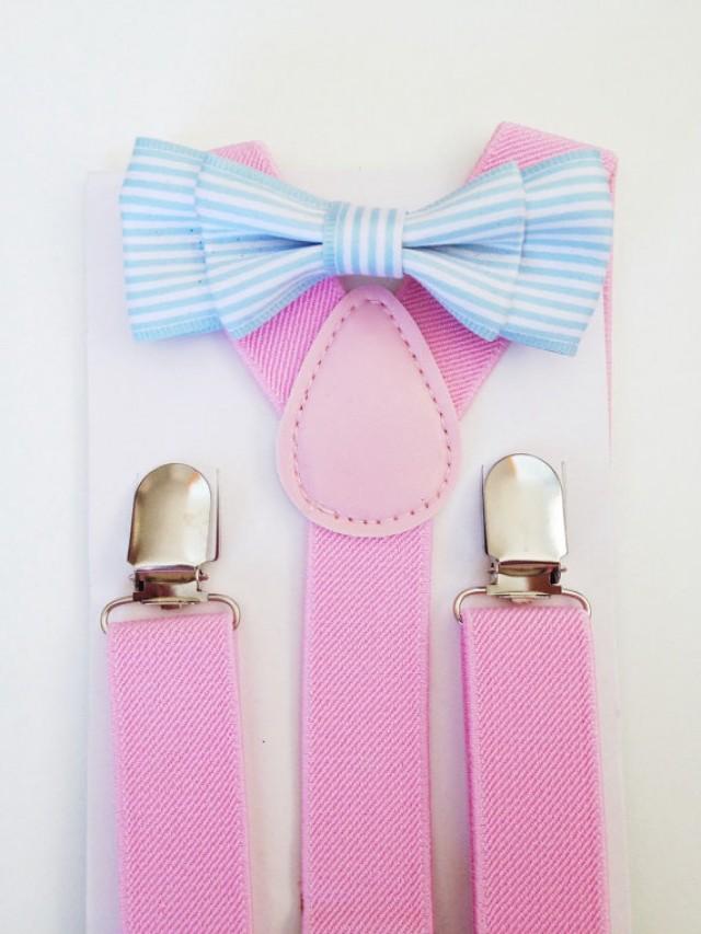 Suspender Bow Tie Set Light Blue Baby Bow Tie Pink Suspenders Blue