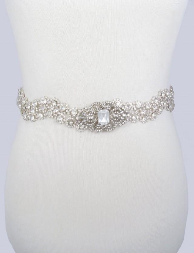 Crystal Wedding Dress Sash, Rhinestone Bridal Belt, Jeweled Wedding