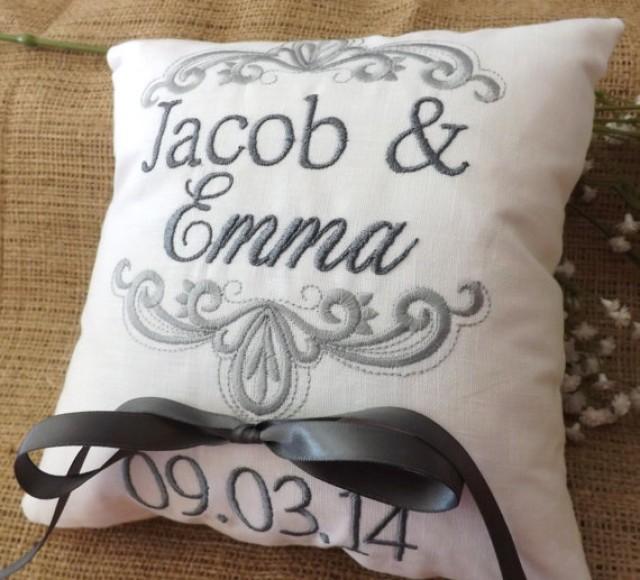 Ring Bearer Pillow, Mr & Mrs. Ring Pillow, Wedding Pillow, Embroidery