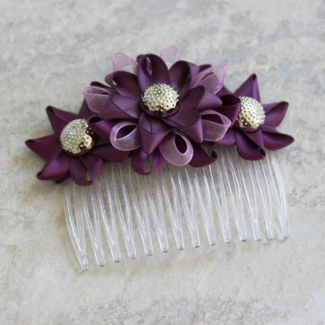 purple hair accessories for bridesmaids