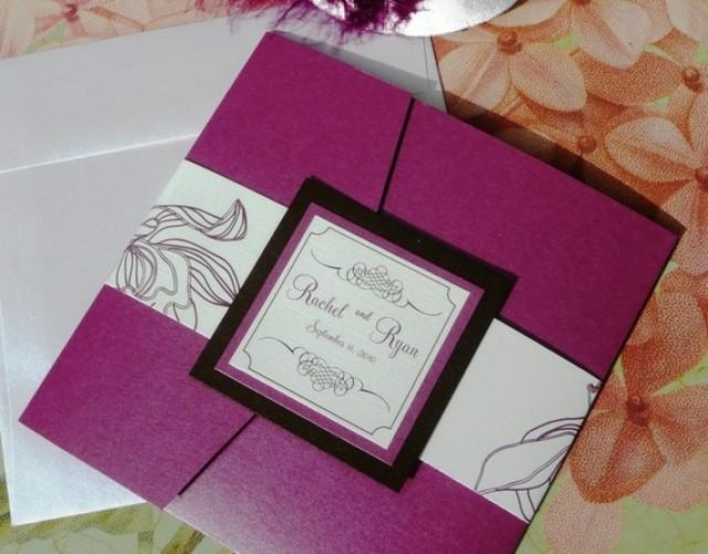 Purple Punch Orchid Pocketfold Wedding Invitation With Flourish