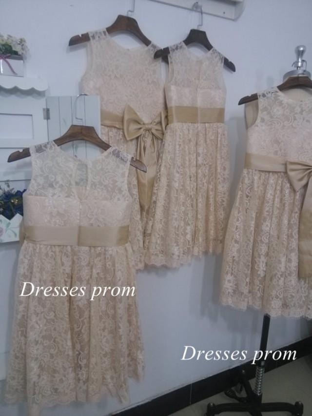 champagne lace flower girl dress