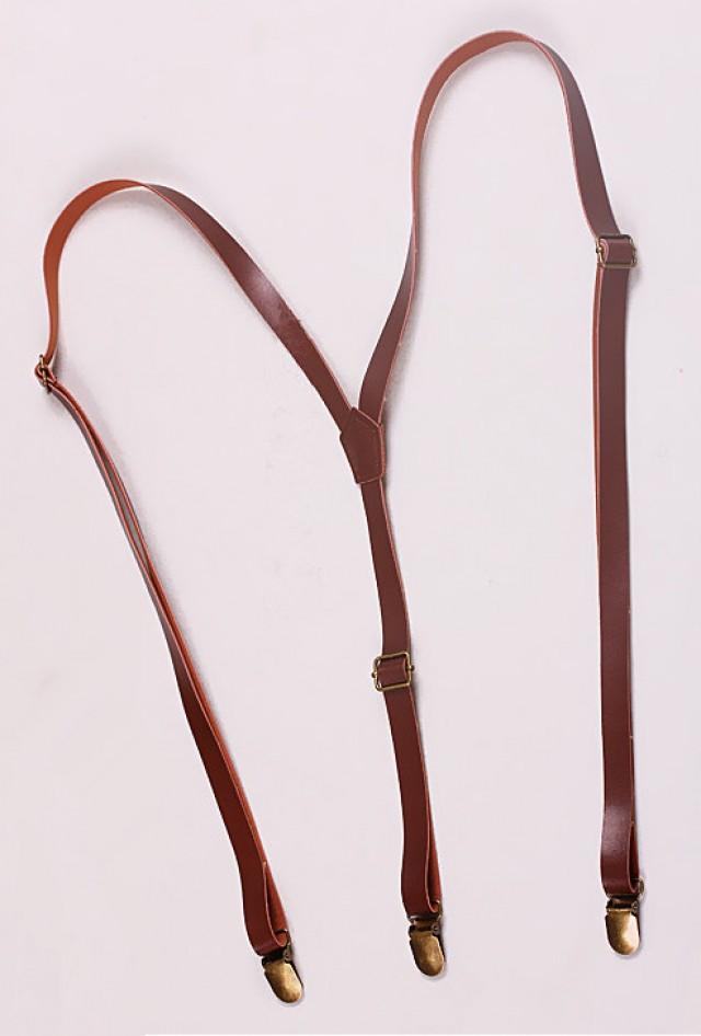 Wedding Suspenders.Leather Suspenders.Mens Suspender.Brown Suspenders.1