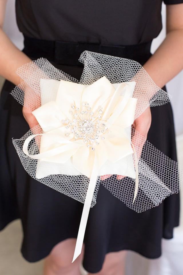 Handmade Wedding Ring Bearer Pillow, White, Ivory,Lace Ring Pillow