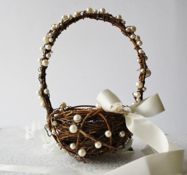 Small Flower Girl Basket Rustic Wedding Basket Rustic Wedding