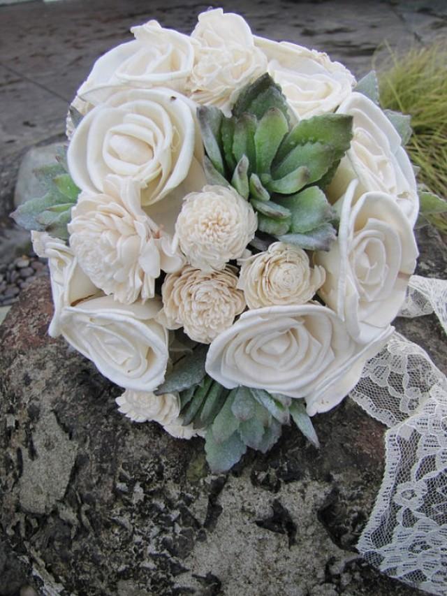 Sola Flower And Faux Succulent Bridal Bouquet Keepsake Bridal Bouquet