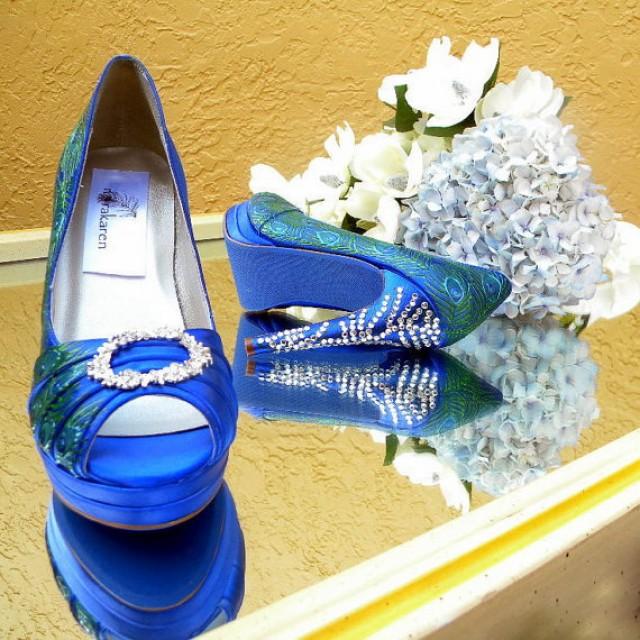Wedding Shoes Peacock Feathers And Crystals Blue Soles 2254274 Weddbook