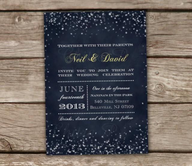 Starry Night Wedding Invitations Printed Or Printable, Chalkboard