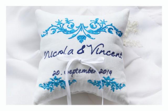Wedding Pillow Linen Ring Bearer Pillow Wedding Ring Pillow