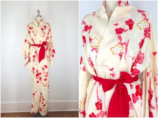 Silk Robe Indian Silk Kimono Dressing Gown Long Silk Kimono Showe Robe Vintage Silk Kimono Japanese Style Kimono RS-318 Kimono Robe