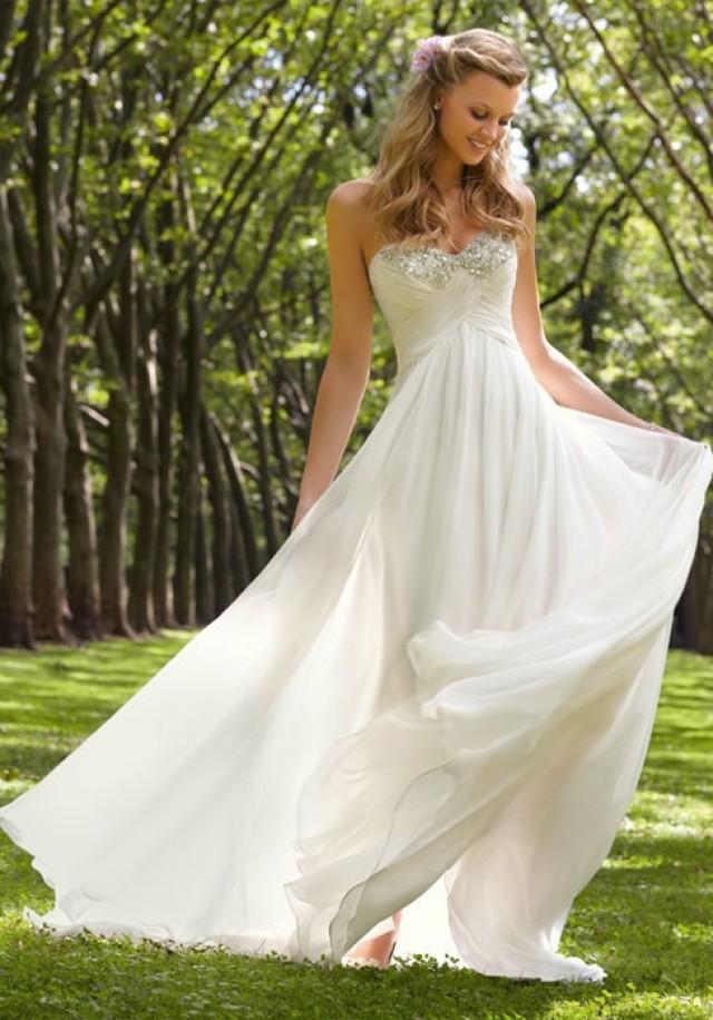 Chiffon Bateau Empire Criss Cross Crystals Wedding Dress 2255029