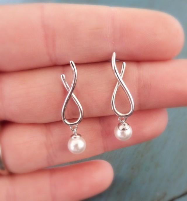 Infinity Pearl Drop Earrings Bridal Jewelry Wedding Sterling Infinity Pearl Drop Earrings Bridal Jewelry Wedding Sterling Silver Stud Bridesmaid Gifts 2255414 Weddbook