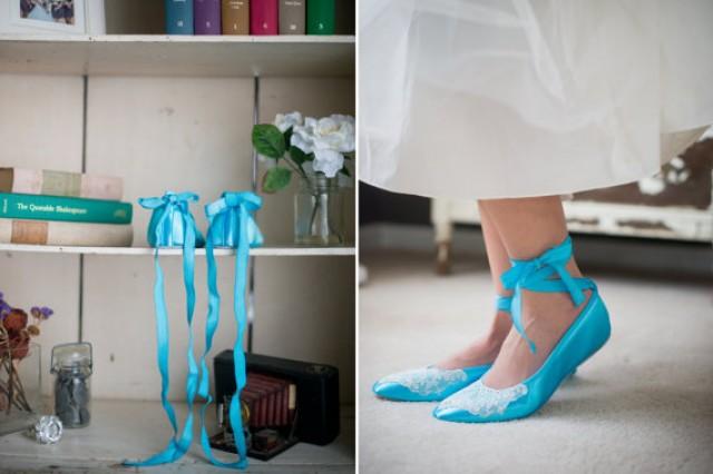 teal ballet flats with ribbon