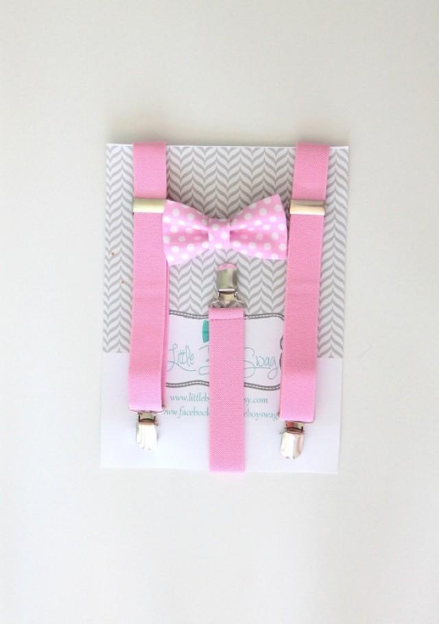 Pink Bow Tie And Suspender Set..Baby Boy Bow Tie Suspender Set..1st Birthday Boy..Ring Bearer