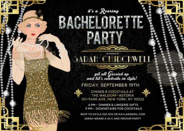 Bachelorette Birthday Invitation Milestone Any Age Roaring Twenties Great Gatsby Art Deco 19s Retro Weddbook