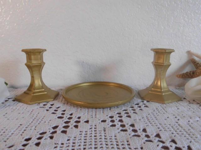 Wedding Unity Candle Holder Set Rustic Shabby Chic Distressed