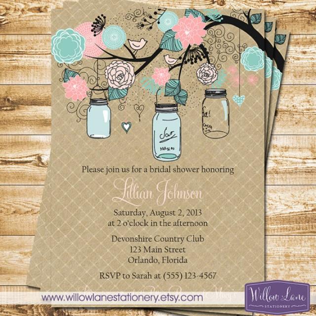 Bridal Shower Invitation Mason Jar Bridal Shower Invitation Bridal