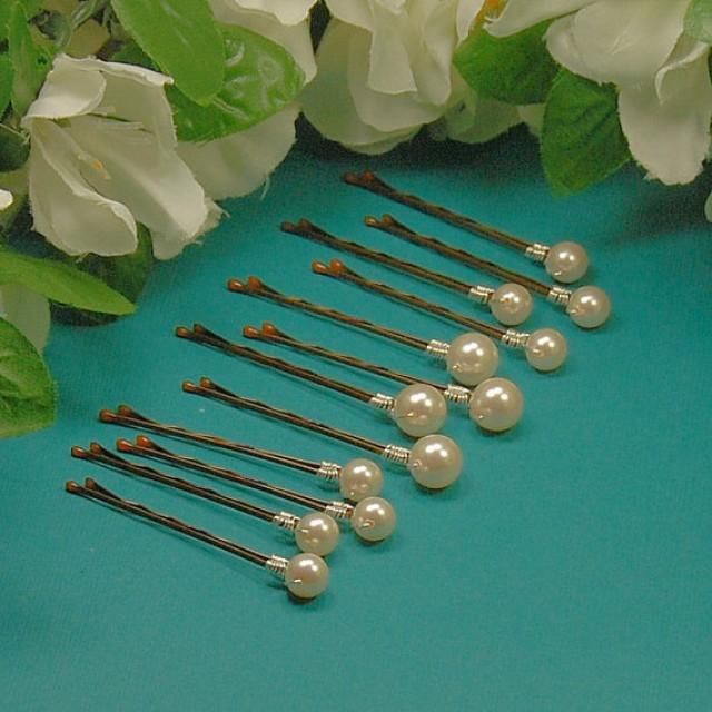 Ivory Pearl Bobby Pins With 2 Pearl Sizes Wedding Hair Accessory Swarovski Pearls In 10 Mm And 