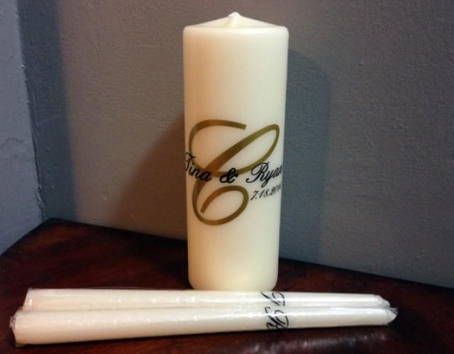 Unity Candle Set White Unity Candles Or Ivory Unity Candles Personalized Wedding Accessory 8158