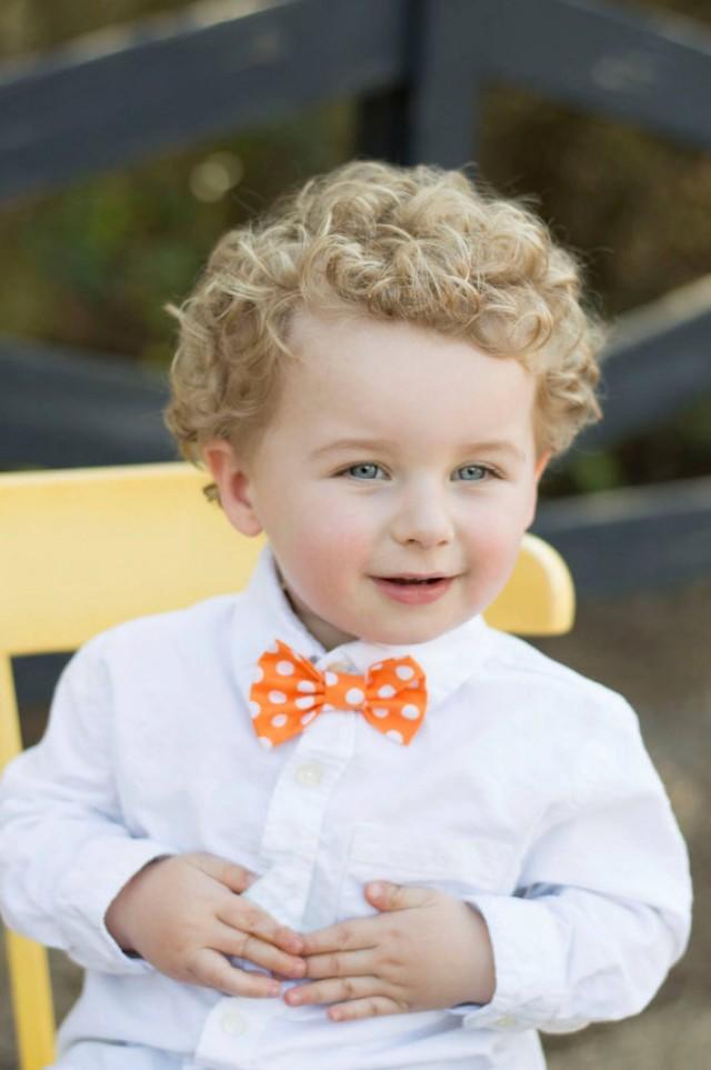 Fabric Bow Tie Orange White Polka Dot Fall Halloween Wedding Ring