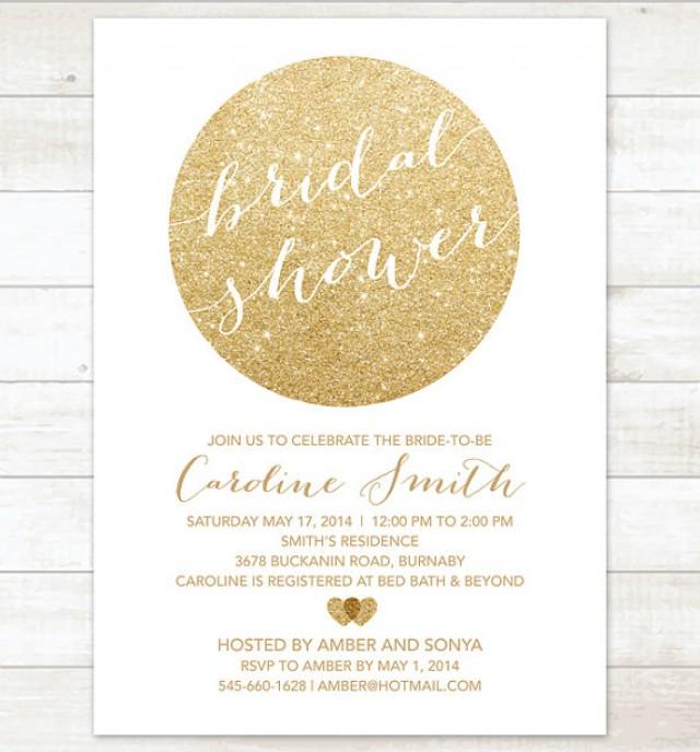 Gold And White Bridal Shower Invitation White And Gold Glitter