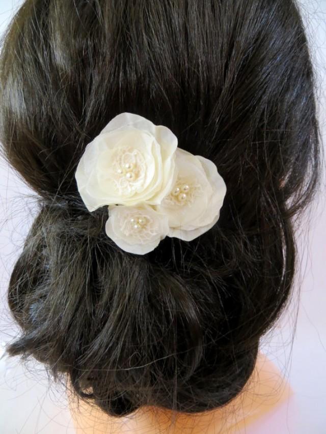 Wedding Bridal Hair Accessory, Bridal Fascinator, Ivory Bridal Hair
