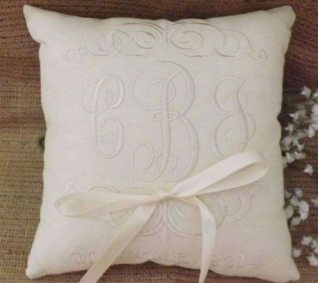Ring Bearer Pillow, Mr & Mrs. Ring Pillow, Wedding Pillow, Embroidery