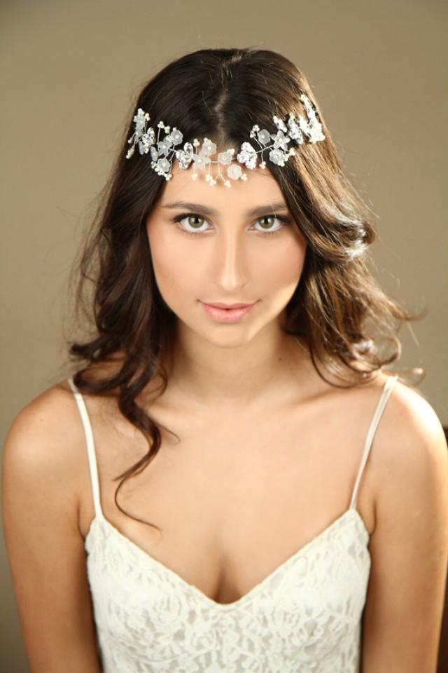 Floral Bridal Hair Vine, Wedding Hair Accessories, Sparkle Crystal Hair