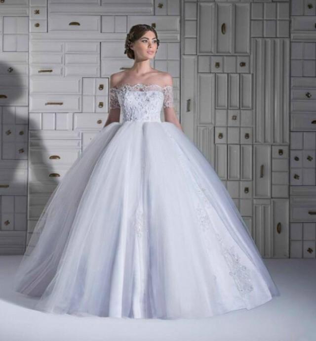 2015 Winter Beads Applique Tulle White Wedding Dresses Sheer Lace