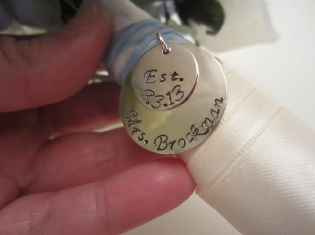 Bridal Bouquet Charm In Sterling Silver Personalized Hand Stamped Bridal Bouquet Charm In Sterling Silver Personalized Hand Stamped Wedding Accessories 2259343 Weddbook