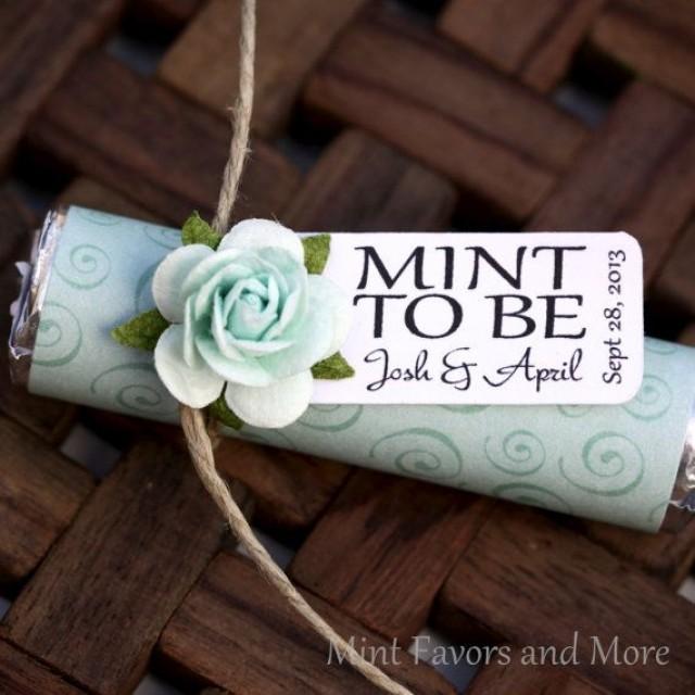 Mint Wedding Favor With Personalized "Mint To Be" Tag Mint Green