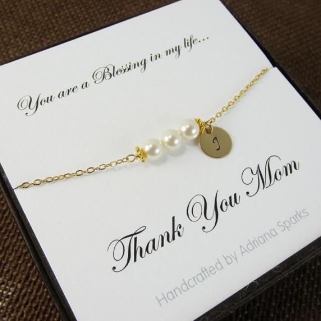Mother Of The Bride Personalized Bracelet With Thank You Card, Mothers Gifts, Gifts For Mother