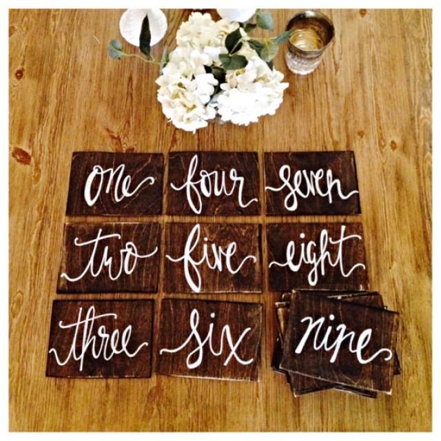 Wooden Rectangle Wedding Or Event Table Numbers Rustic Wedding Hand