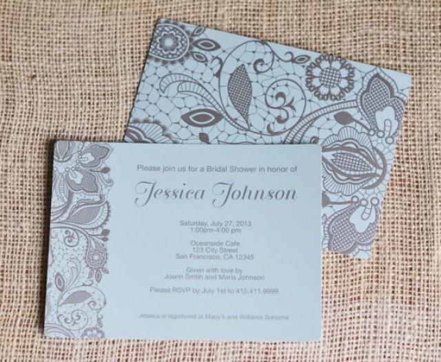 Wedding Shower Invites With Printed Lace Flower Floral Design