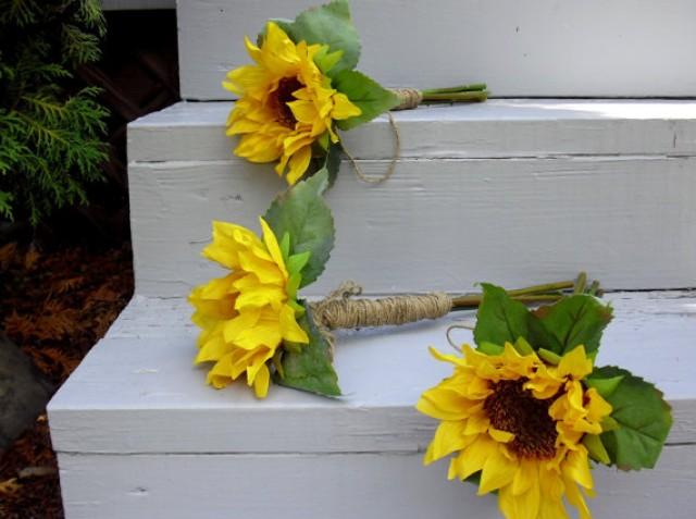 Sunflower Bridal Bouquet Package Budget Bride Corsages