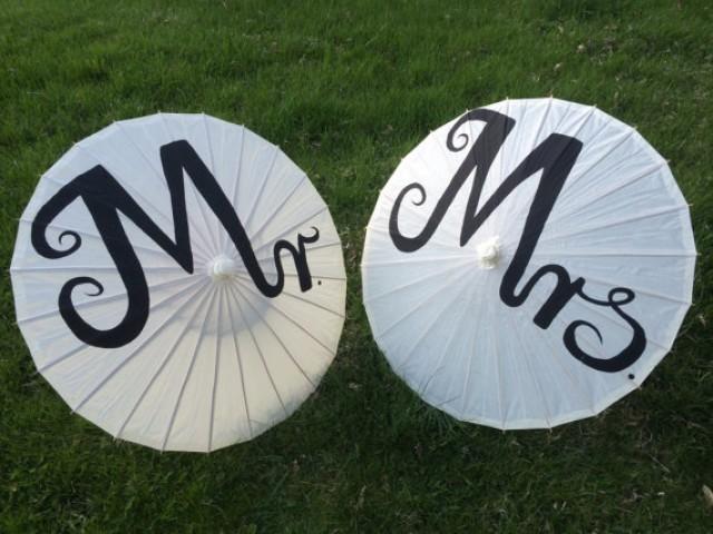 mr and mrs wedding umbrella