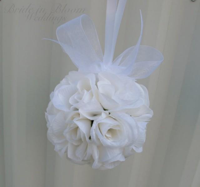 Wedding Flower Balls Pomander White Flower Girl Kissing Ball
