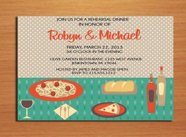 Italian Table Wedding Rehearsal Dinner Party Invitation Cards